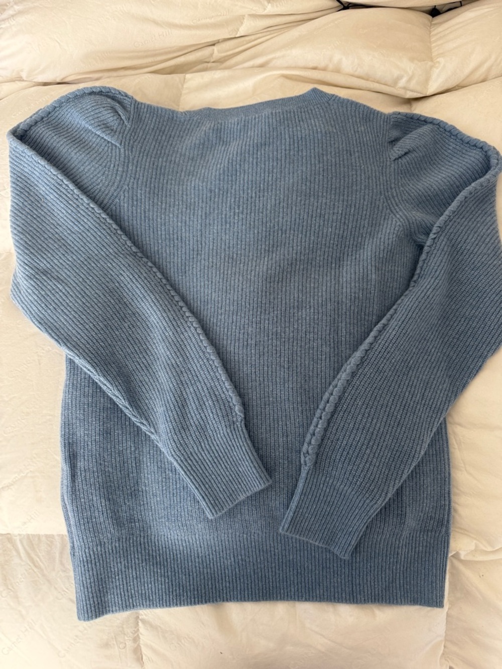 Garnet Hill Blue V-Neck Women's Sweater - Picture 3 of 5